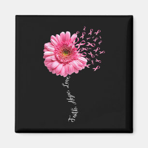 Faith Hope Love Pink Ribbon Daisy Flower  Breast C Magnet