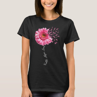 Faith Hope Love Pink Ribbon Daisy Flower  Breast C T-Shirt
