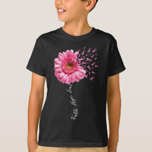 Faith Hope Love Pink Ribbon Daisy Flower  Breast C T-Shirt