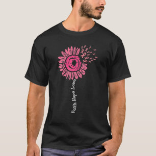 Faith Hope Love Pink Ribbon Daisy Flower : Breast T-Shirt