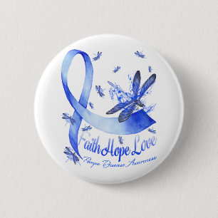 Faith Hope Love Pompe Disease Awareness Dragonfly 6 Cm Round Badge