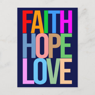 Faith Hope Love Positive colourful Postcard