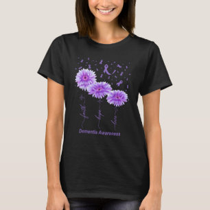 Faith Hope Love Purple Flower Ribbon Dementia Awar T-Shirt