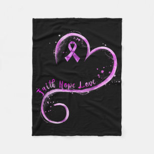Faith Hope Love Purple Ribbon Overdose Awareness  Fleece Blanket