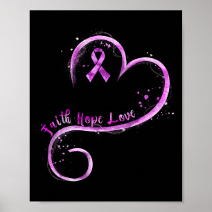 Faith Hope Love Purple Ribbon Overdose Awareness  Poster