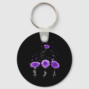 Faith Hope Love Purple Sunflower Fibromyalgia Awar Key Ring