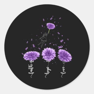 Faith Hope Love Purple Sunflower Overdose Awarenes Classic Round Sticker