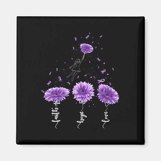 Faith Hope Love Purple Sunflower Overdose Awarenes Magnet (Front)