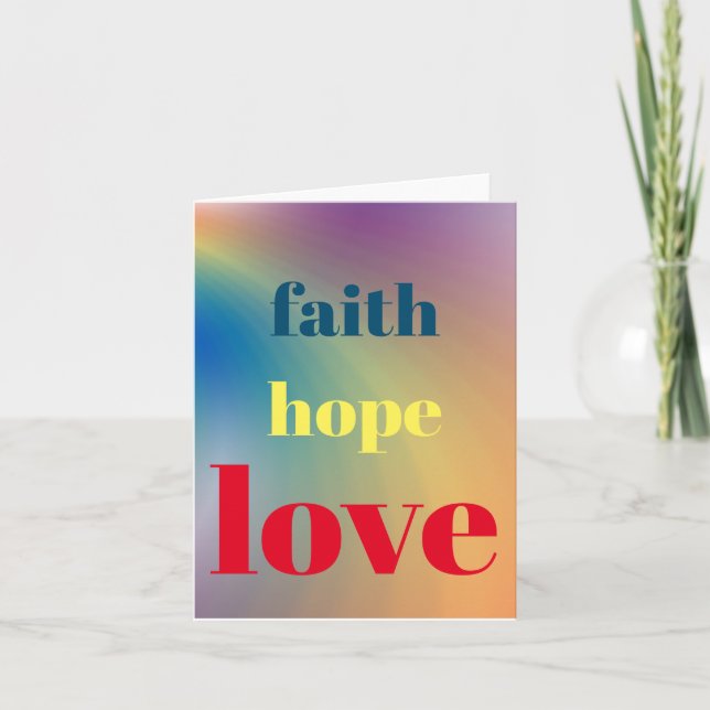 Faith Hope Love Rainbow Colours  Note Card (Front)