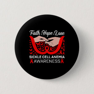 Faith Hope Love Red Butterfly Sickle Cell Anaemia 6 Cm Round Badge