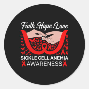 Faith Hope Love Red Butterfly Sickle Cell Anaemia  Classic Round Sticker