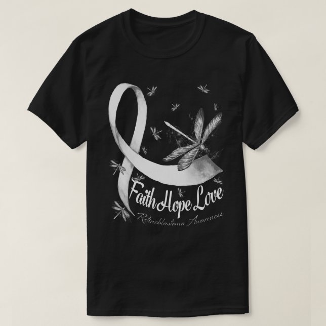 Faith Hope Love Retinoblastoma Awareness Dragonfly T-Shirt (Design Front)