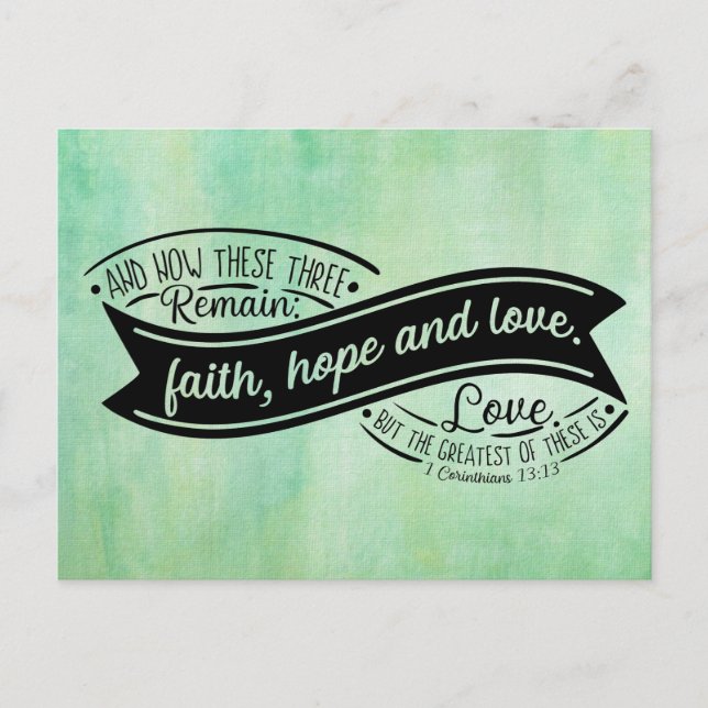 Faith Hope & Love Ribbon Postcard (Front)