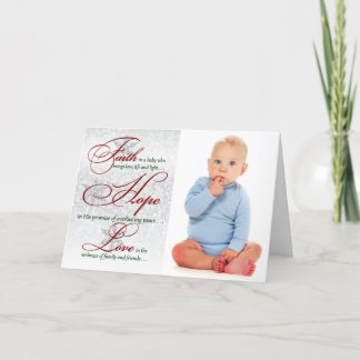 Faith, Hope, Love Snowflakes PHOTO Christmas Card