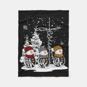 Faith Hope Love Snowman Christian Fun Christmas Cr Fleece Blanket