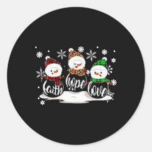 Faith Hope Love Snowman Christmas Pajama Cute Wint Classic Round Sticker