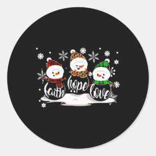 Faith Hope Love Snowman Christmas Pajama Cute Wint Classic Round Sticker