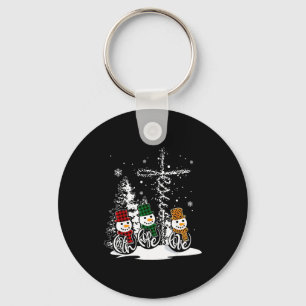Faith Hope Love Snowman Jesus Christian Tree Chris Key Ring