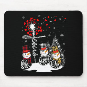 Faith Hope Love Snowman Jesus Dandelion Christian  Mouse Pad