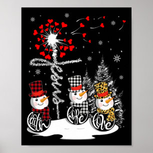Faith Hope Love Snowman Jesus Dandelion Christian  Poster