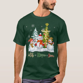 Faith Hope Love Snowman Jesus Xmas Tree Christian T-Shirt
