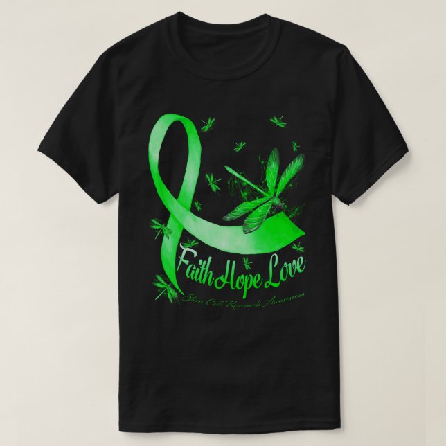 Faith Hope Love Stem Cell Research Awareness Drago T-Shirt (Design Front)