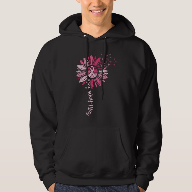 Faith Hope Love Sunflower Breast Cancer Awareness  Hoodie (Front)