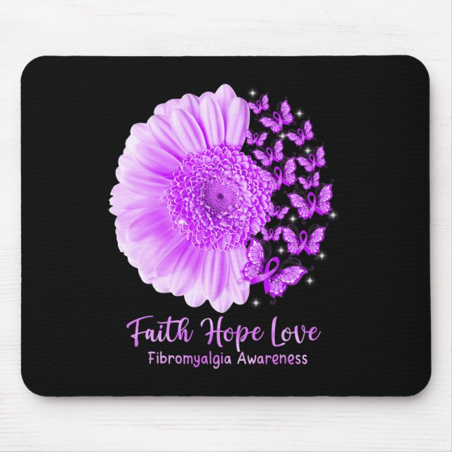 Faith Hope Love Sunflower Butterfly Fibromyalgia A Mouse Pad (Front)