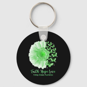 Faith Hope Love Sunflower Butterfly Kidney Disease Key Ring