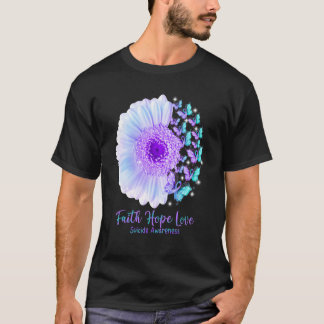 Faith Hope Love Sunflower Butterfly Suicide Awaren T-Shirt