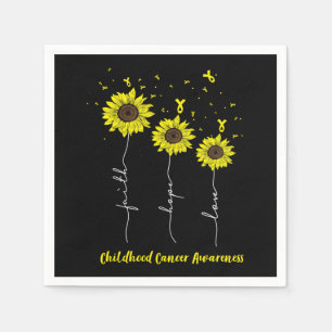 Faith Hope Love Sunflower Childhood Cancer Awarene Napkin