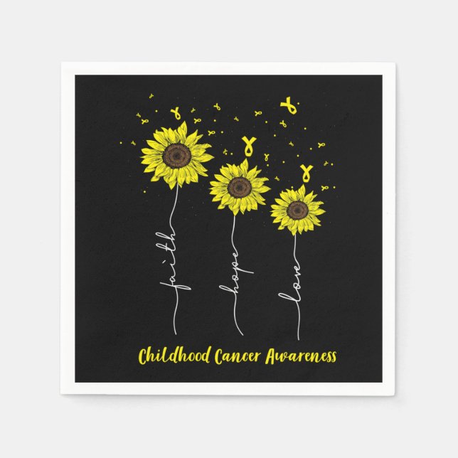 Faith Hope Love Sunflower Childhood Cancer Awarene Napkin (Front)