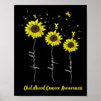 Faith Hope Love Sunflower Childhood Cancer Awarene