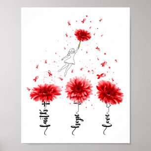 Faith Hope Love Sunflower Heart Disease Awareness  Poster