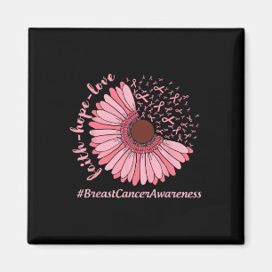 Faith Hope Love Sunflower Ribbon Breast Cancer Awa Magnet