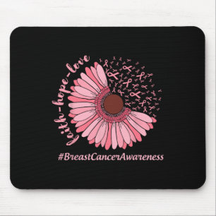 Faith Hope Love Sunflower Ribbon Breast Cancer Awa Mouse Pad