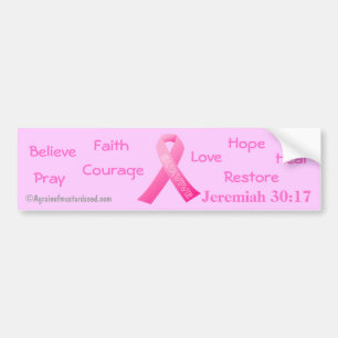 Faith Hope Love Survive Pink Ribbon Bumper Sticker