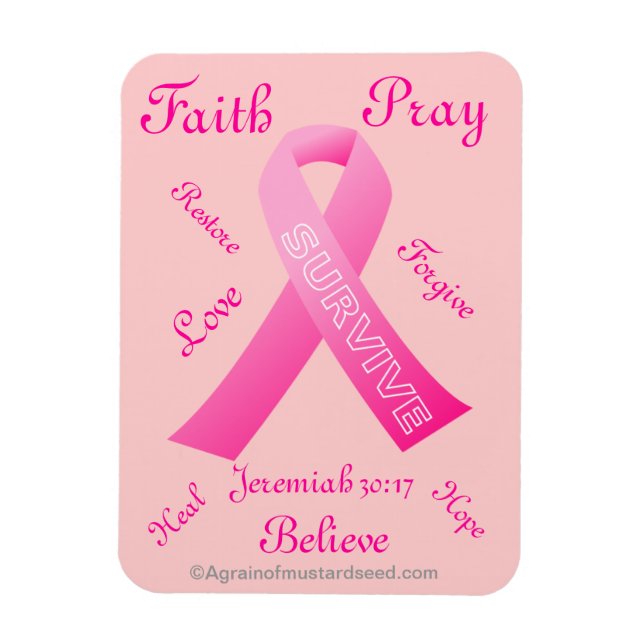 Faith Hope Love Survive Pink Ribbon Magnet (Vertical)