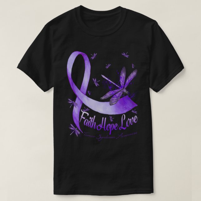 Faith Hope Love Turner Syndrome Awareness Dragonfl T-Shirt (Design Front)