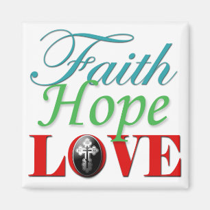 Faith Hope & Love w/ Cross Magnet
