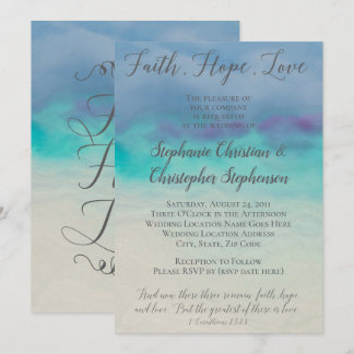 Faith Hope Love Watercolor Bible Verse Wedding Invitation