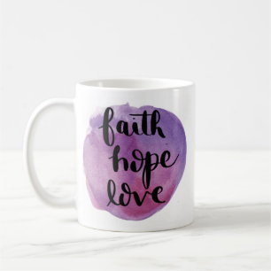 Faith Hope Love Watercolor Purple Mug