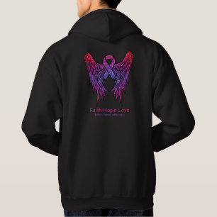 Faith Hope Love Wings Breast Cancer Awareness Pink Hoodie