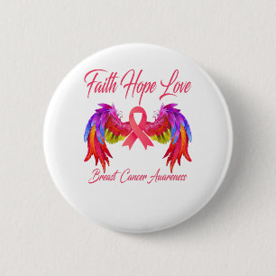 Faith Hope Love Wings Breast Cancer Awareness ver2 6 Cm Round Badge