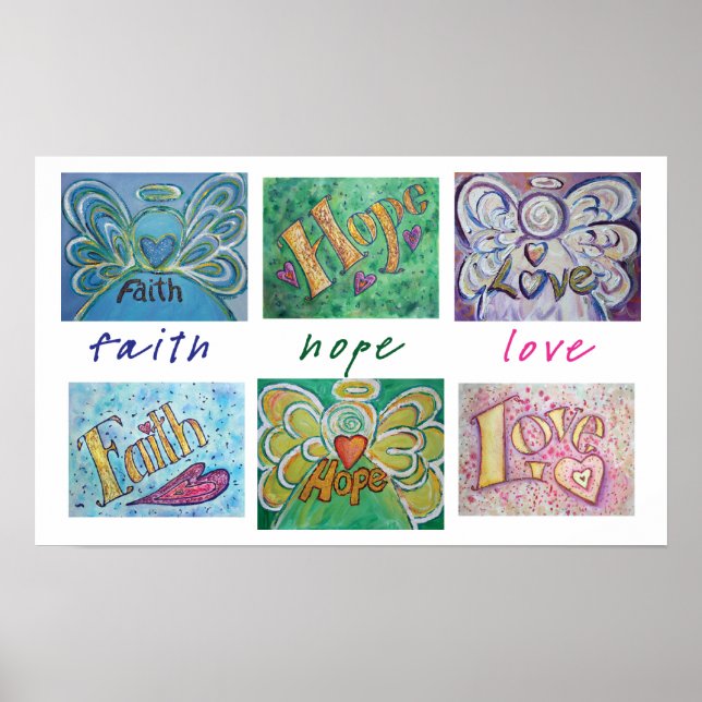 Faith Hope Love Word Collage Art Poster Print (Front)
