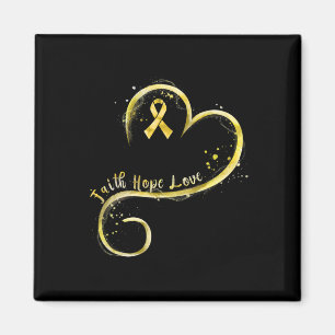 Faith Hope Love Yellow Ribbon Childhood Cancer Awa Magnet