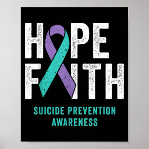 Faith Hope Prevention Awareness Purple And Teal Poster