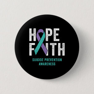 Faith Hope Suicide Prevention Awareness Purple And 6 Cm Round Badge