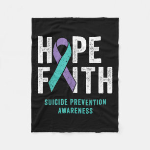 Faith Hope Suicide Prevention Awareness Purple And Fleece Blanket