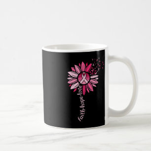 Faith Hope Sunflower Pink Breast Cancer Awareness Coffee Mug